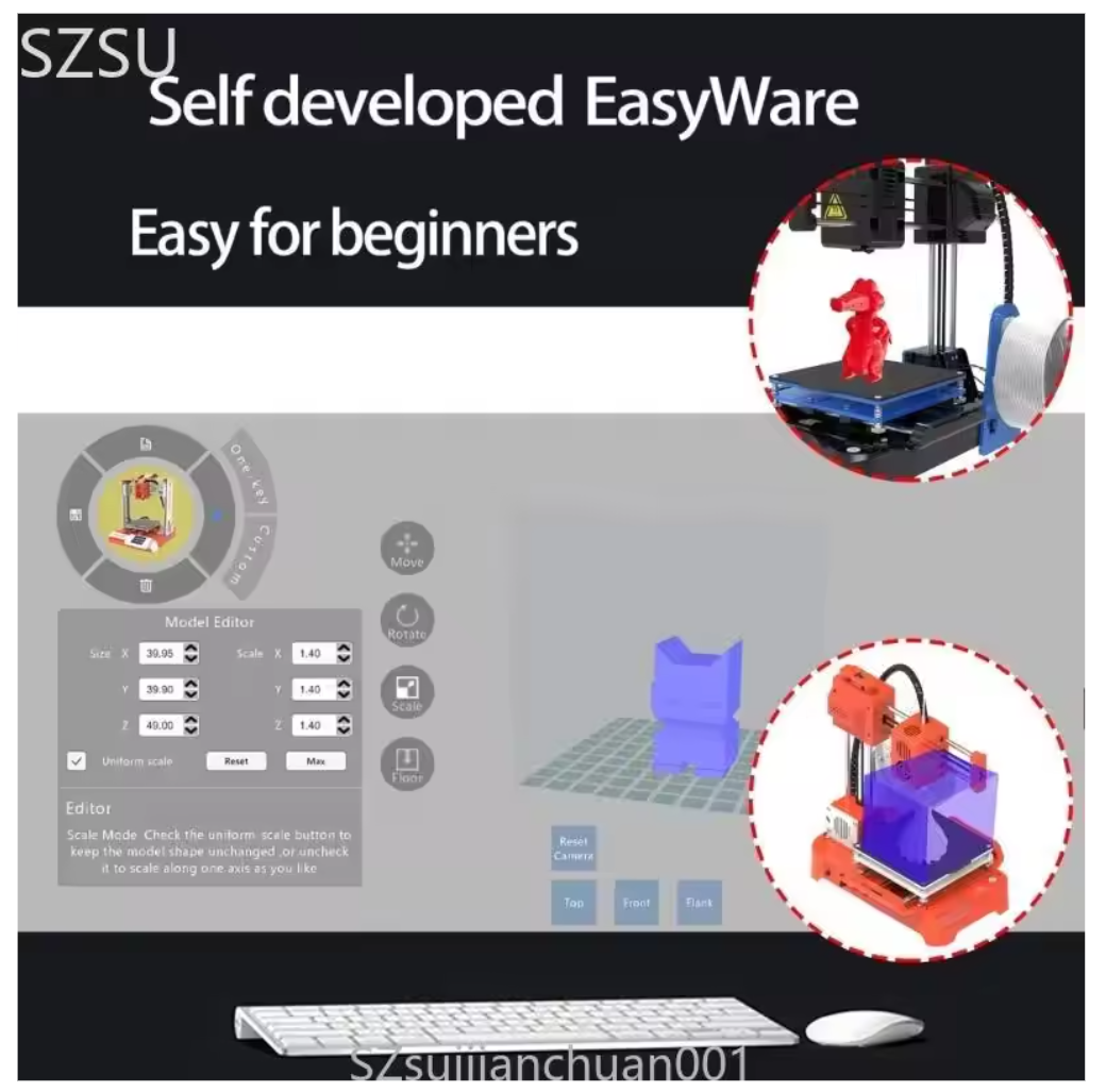 Portable 3D Printer for Beginners FDM Printing with Fast Heating Up USB Connection and Memory Card Slot for New Users