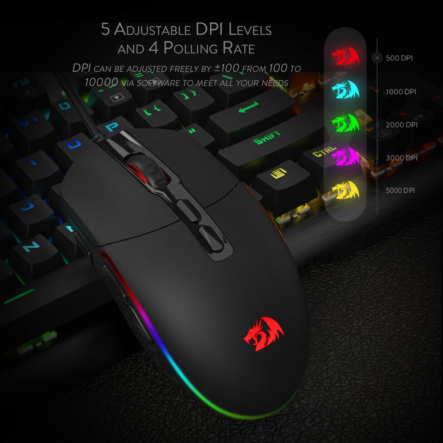 Red-Dragon Gaming Mouse Glitchpop Version