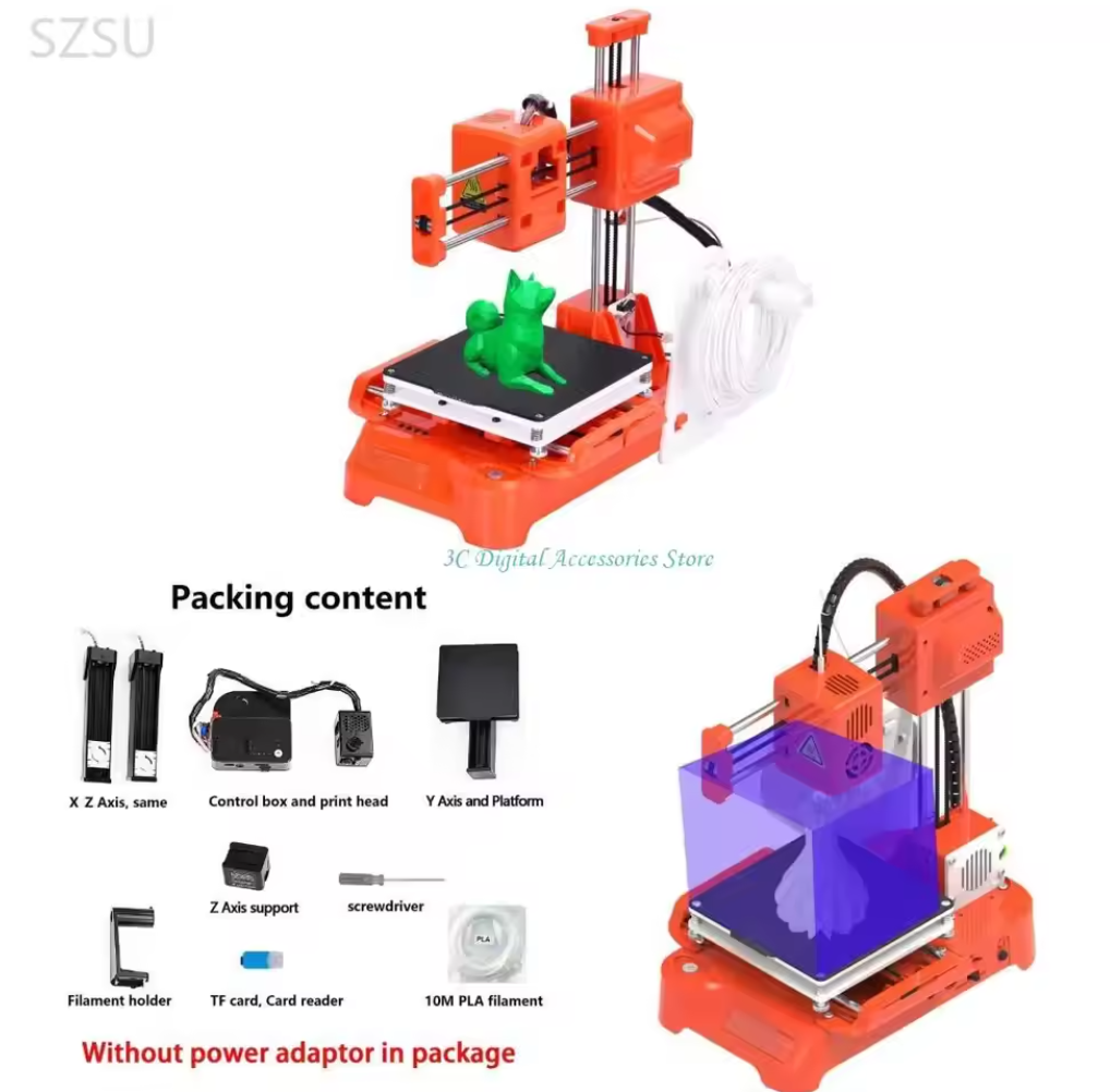 Portable 3D Printer for Beginners FDM Printing with Fast Heating Up USB Connection and Memory Card Slot for New Users