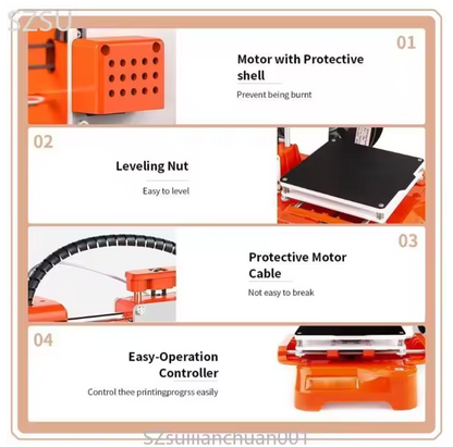 Portable 3D Printer for Beginners FDM Printing with Fast Heating Up USB Connection and Memory Card Slot for New Users