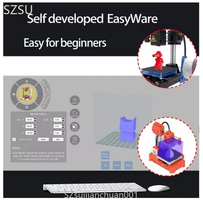 Portable 3D Printer for Beginners FDM Printing with Fast Heating Up USB Connection and Memory Card Slot for New Users